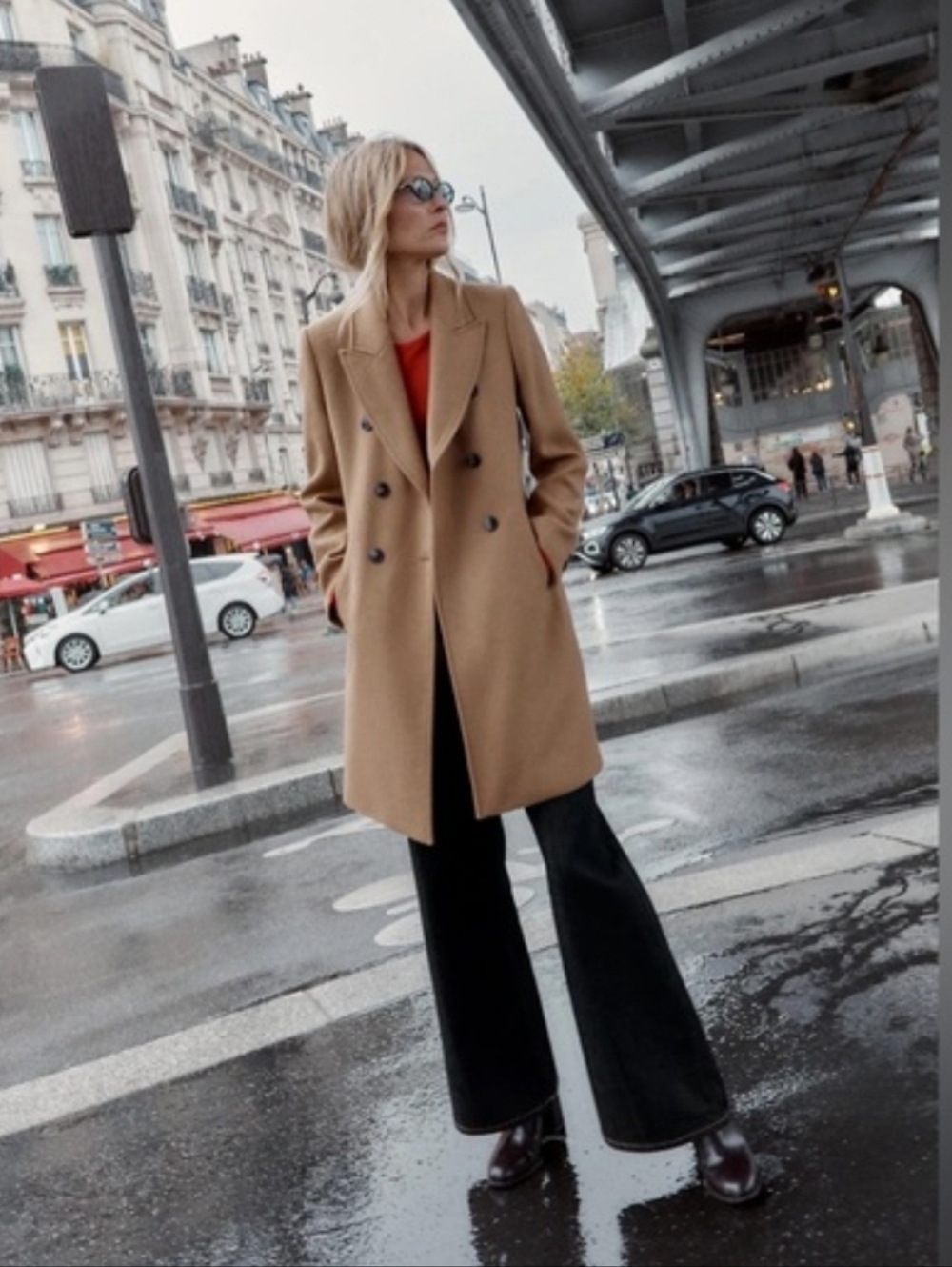 DOUBLE-BREASTED COAT WITH SHOULDER PADS SIZE XS